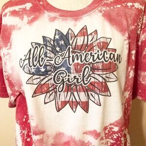 All American Girl Bleach Dye Handmade Graphic Tee